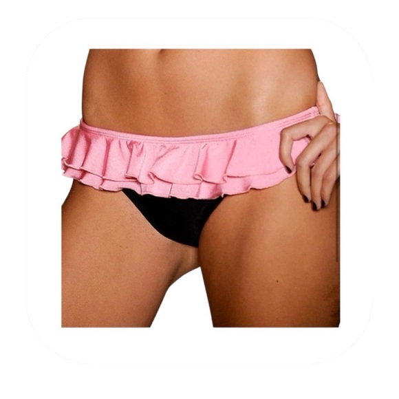Luli Fama Other - Luli Fama S pink/black ruffle bikini bottom